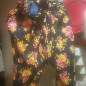 Wide leg floral paints with belt
